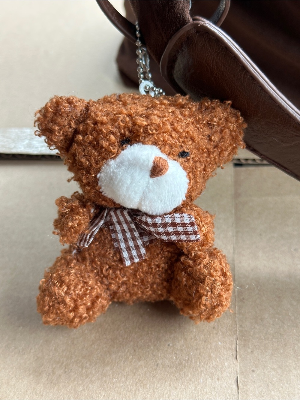 Teddy bear bag charm- caramel